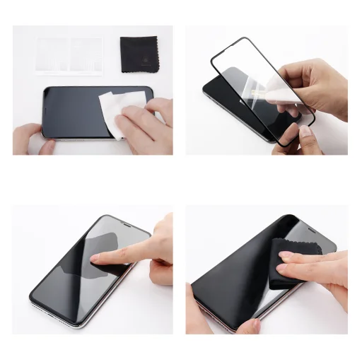 iPhone 11 Pro Max / Xs Max Baseus 3D kijelzővédő 9H Anti-Blue Light üvegfólia PET kerettel fekete - 8