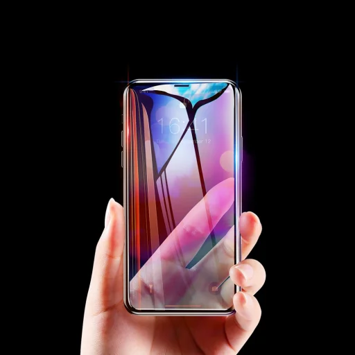 iPhone 11 Pro Max / Xs Max Baseus 3D kijelzővédő 9H Anti-Blue Light üvegfólia PET kerettel fekete - 9