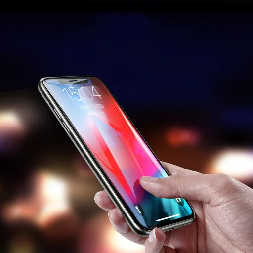iPhone 11 Pro Max / Xs Max Baseus 3D kijelzővédő 9H Anti-Blue Light üvegfólia PET kerettel fekete - 15