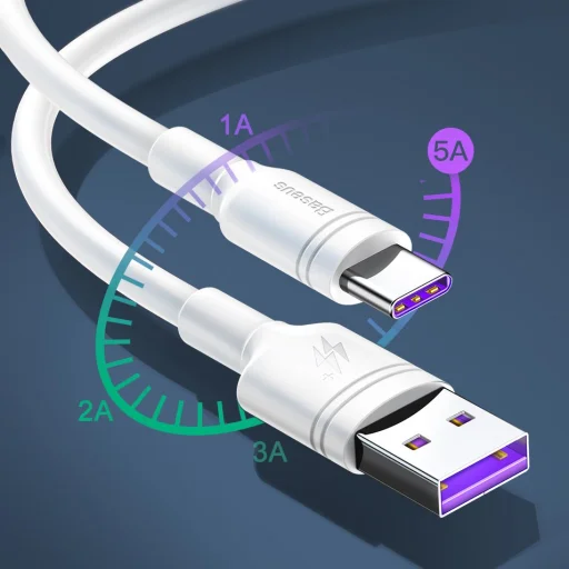 Baseus USB/ USB Type-C QC3.0 5A 1m fehér - 10