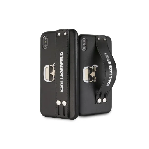 Karl Lagerfeld dombornyomott tok pánttal iPhone XR fekete - 1
