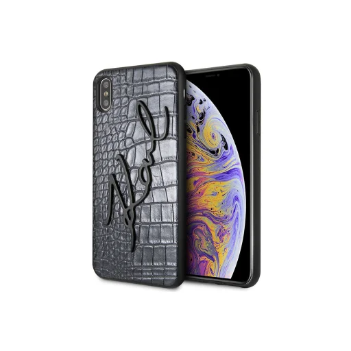Karl Lagerfeld Signature tok iPhone XS MAX Croco fekete - 1