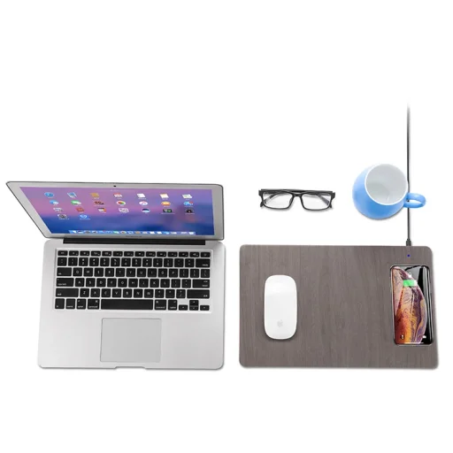 SMD S120 egérpad beépített vezeték nélküli, QI mobiltelefon töltővel (10W) fa mintázattal - 2