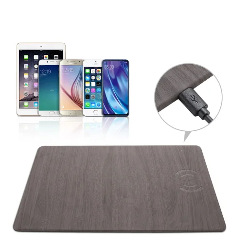 SMD S120 egérpad beépített vezeték nélküli, QI mobiltelefon töltővel (10W) fa mintázattal - 5