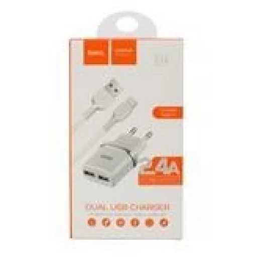 HOCO hálózati töltő adapter 2xUSB 2.4A USB-C kábellel fehér - 3
