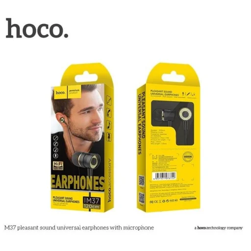 Hoco M37 Pleasant 3.5 mm Jack fülhallgató fekete - 2