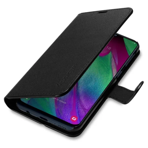 Samsung A40 Spigen Wallet S flip tok fekete színben - 3