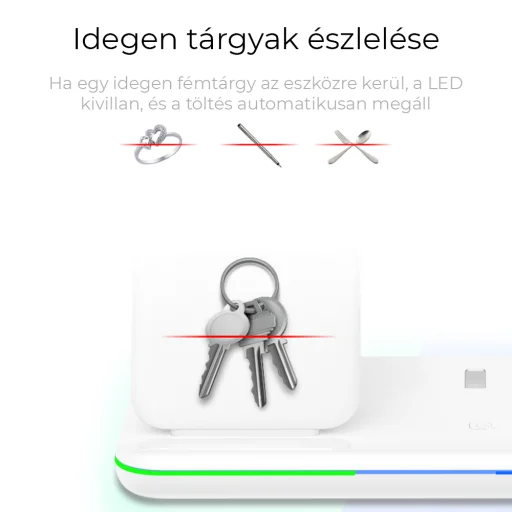 BeeGeek XFHZ5 vezeték nélküli töltő, apple watch, airpods, iPhone töltőállomás fekete színben - 7