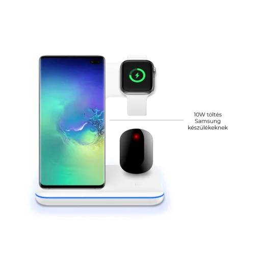 BeeGeek XFHZ5 vezeték nélküli töltő, apple watch, airpods, iPhone töltőállomás fekete színben - 3