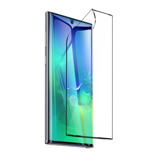 Samsung Note 10 Baseus 0.15 mm anti-explosion ívelt PET kijelzővédő puha fólia fekete - 1