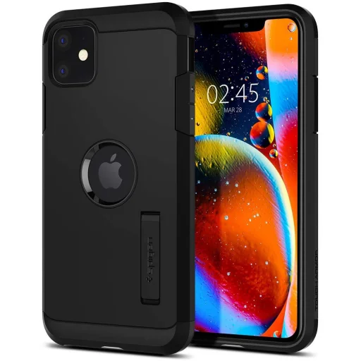 iPhone 11 tok Spigen Tough Armor kihajtható támasszal fekete - 1