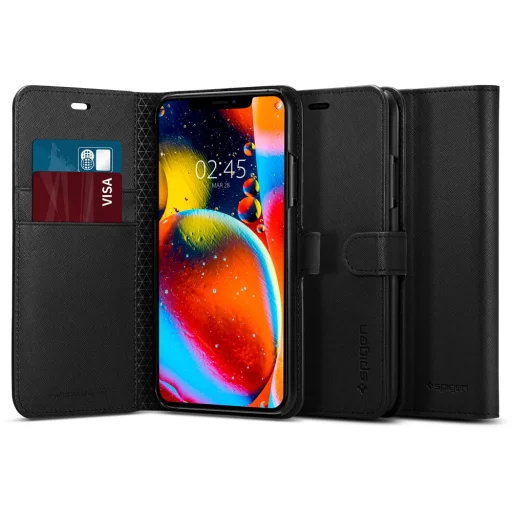 iPhone 11 Pro Max flip tok fekete színben Spigen Wallet S - 1
