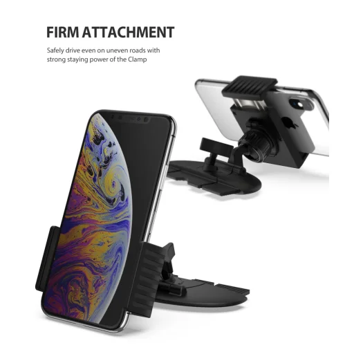 Ringke Clamp Car CD nyílásba autós telefontartó fekete színben univerzális telefon tartó - 1