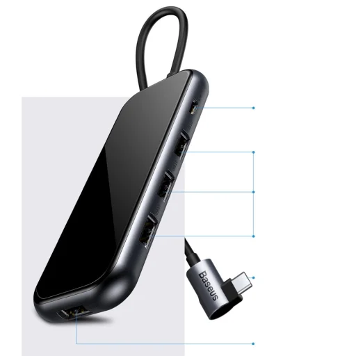 Baseus Multifunkciós USB Type-C HUB 4x2.0 USB sötétszürke - 8