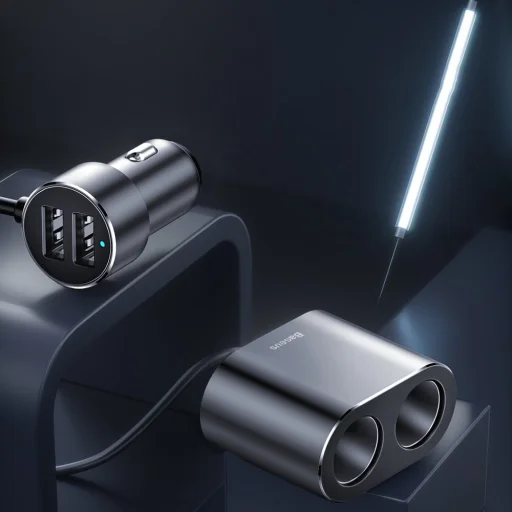 Baseus autós szivargyújtós töltő 80w + dual USB 3.1A fekete - 8