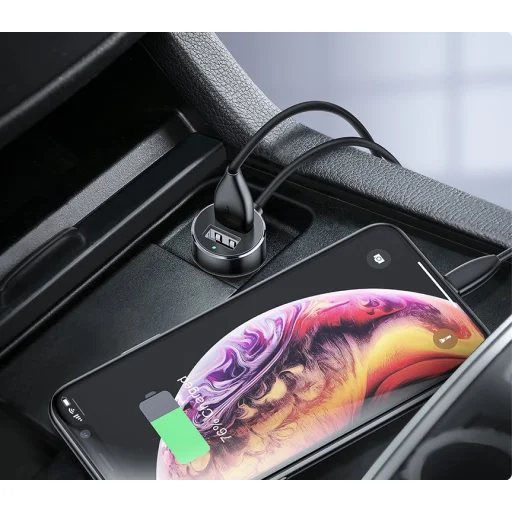 Baseus autós szivargyújtós töltő 80w + dual USB 3.1A fekete - 12