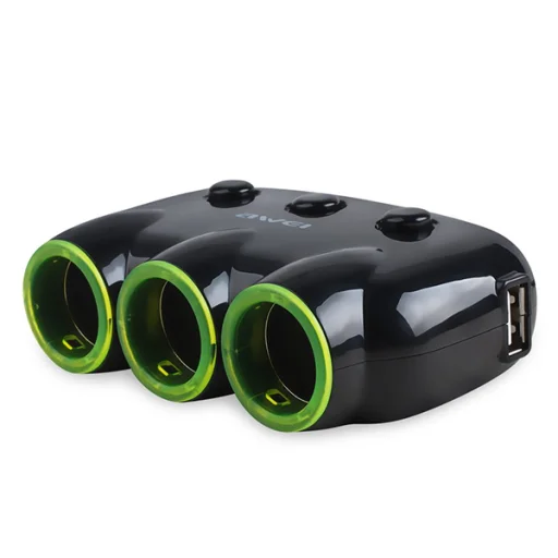 Awei C-35 szivargyújtó elosztó fekete színben - 2