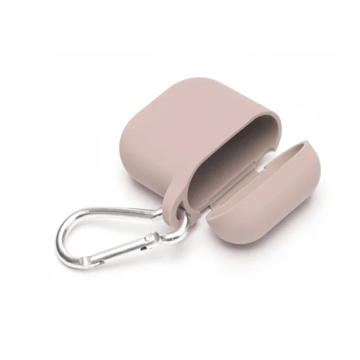 Airpods ultravékony szilikon tok karabínerrel pink - 3