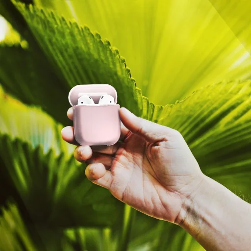 Airpods ultravékony szilikon tok karabínerrel pink - 5