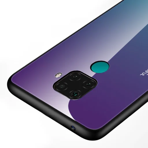 Gradient 9H üveghátlapú tok szilikon kerettel Huawei Mate 30 Lite fekete/kék - 2