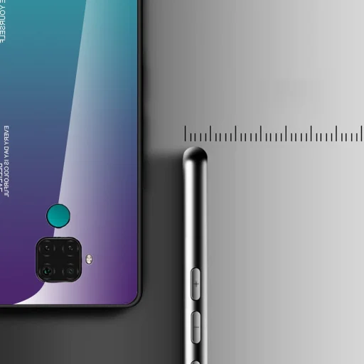 Gradient 9H üveghátlapú tok szilikon kerettel Huawei Mate 30 Lite fekete/kék - 12