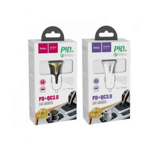 Hoco Colossus autós szivargyújtó töltő Z31A 1xUSB QC 3.0 + 1xUSB Typ C PD 3.0 fekete - 6