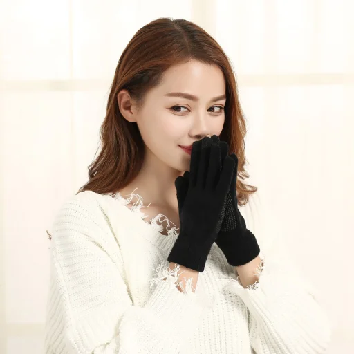 Univerzális csúszásmentes bevonatú érintőkijelző érzékeny téli kesztyű fekete - 5