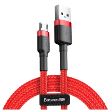 Baseus Cafule Nylon harisnyázott USB/Micro USB kábel QC3.0 1.5A 2m fekete/piros
