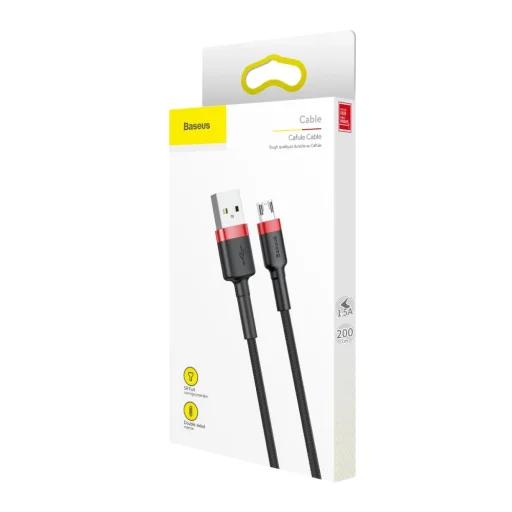 Baseus Cafule Nylon harisnyázott dupla oldalú USB/Micro USB kábel QC3.0 1.5A 2m fekete - 11