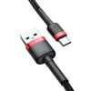 Baseus Cafule Nylon harisnyázott USB/USB-Type C kábel QC3.0 2A 0.5 m fekete/piros (CATKLF-A91) - 6
