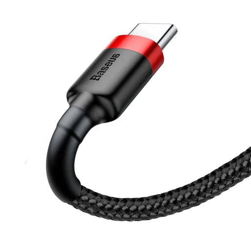 Baseus Cafule Nylon harisnyázott USB/USB-Type C kábel QC3.0 3A 1m fekete/piros - 3