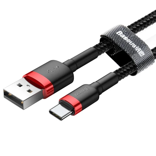 Baseus Cafule Nylon harisnyázott USB/USB-Type C kábel QC3.0 3A 1m fekete/piros - 4