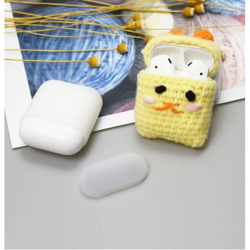 Airpods 1/2 ultravékony szilikon tok gyapjú csibe mintás burkolattal - 2