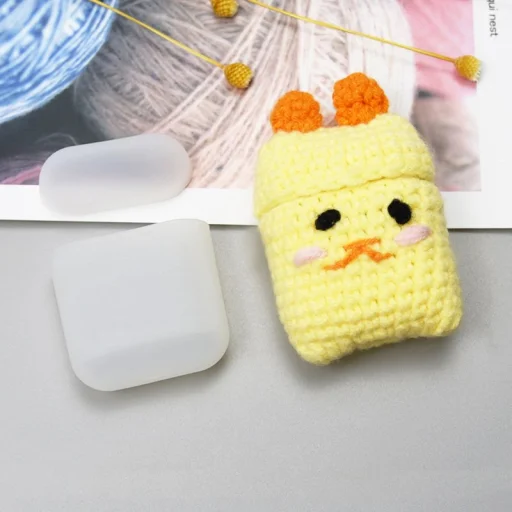 Airpods 1/2 ultravékony szilikon tok gyapjú csibe mintás burkolattal - 1