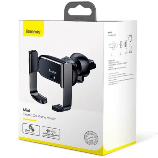 Baseus Mini szellőzőre rögzíthető elektromos autós telefontartó ezüst - 3