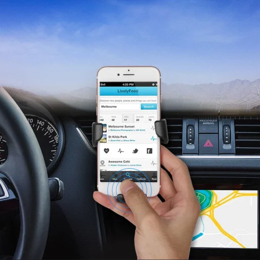 Univerzális Gravity szellőzőre erősíthető autós telefontartó fekete - 16