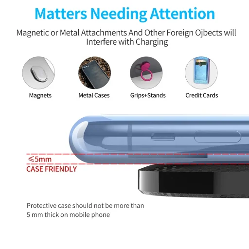 SMD NO7 vezeték nélküli QI gyors töltő, fekete 10W - 2