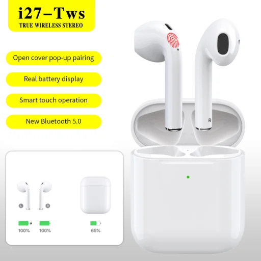 SMD TWS i27 2.0 vezeték nélküli fülhallgató, headset Bluetooth 5.0 fehér színben - 2