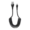 Remax Super Spring nylon harisnyázott Micro-USB kábel 120 Cm 2.1 A fekete  thumbnail