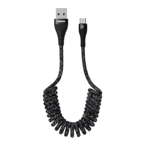 Remax Super Spring nylon harisnyázott Micro-USB kábel 120 Cm 2.1 A fekete  - 1