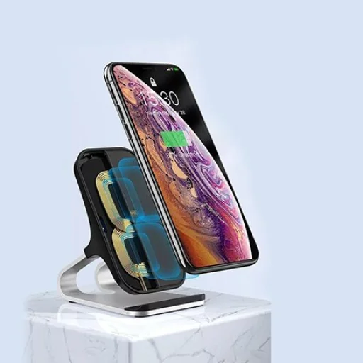 Remax Qi vezeték nélküli gyorstöltő állvány 10W fekete (RP-W12) - 7