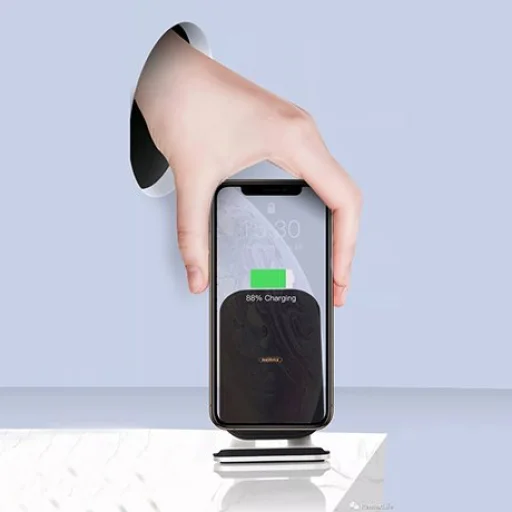 Remax Qi vezeték nélküli gyorstöltő állvány 10W fekete (RP-W12) - 9