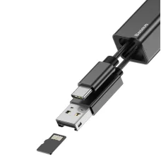 Baseus Pedant TF / MicroSD memóriakártya olvasó fekete 2in1