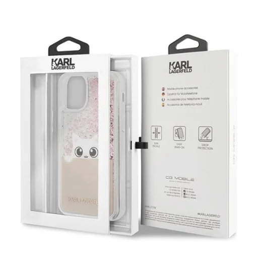 Karl Lagerfeld PEEK A BOO gél tok folyékony flitteres mintával iPhone 11 pink színben - 7