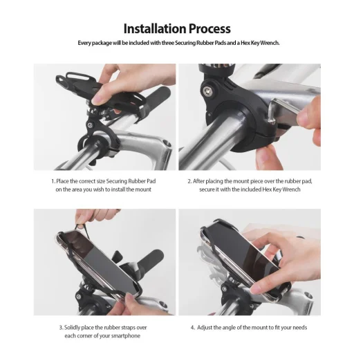 Biciklikormányra erősíthető telefontartó fekete, biciklis mobitelefon tartó (Ringke Spide) - 4