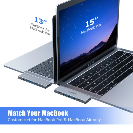 RayCue 8 az 1-ben USB Type C Hub 1x Thunderbolt 3x USB 3.0 1x USB C HDMI SD microSD, MacBook-hoz - 6