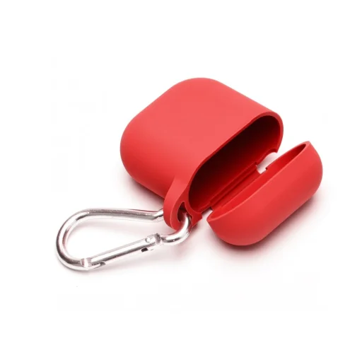 Szilikon Airpods 1/2 tok karabinerrel piros színben - 2