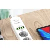 LDNIO 3.4A hálózati elosztó 4x aljzat/ 4x USB -s fehér, elosztó usb-vel, hosszabbító (SE4432) thumbnail