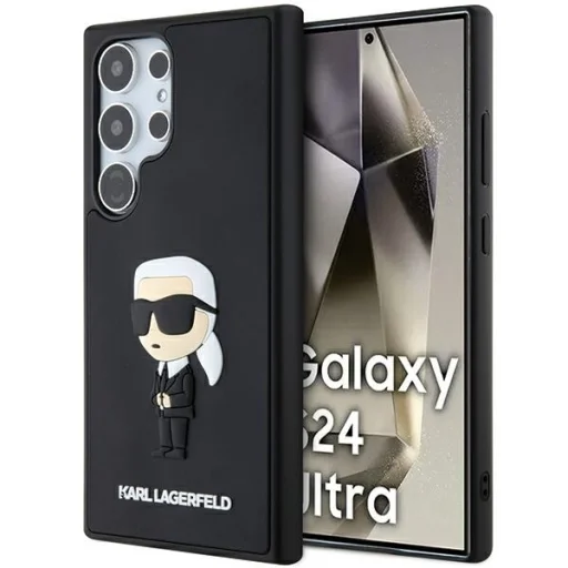 Eredeti Pouch KARL LAGERFELD keménytok 3D Rubber Ikonik KLHCS24L3DRKINK Samsung Galaxy S24 Ultra fekete tok - 1