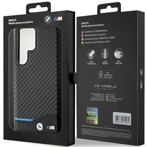 Original Case BMW Leather Carbon BMHCS24L22NBCK tok Samsung Galaxy S24 Ultra Black - 7